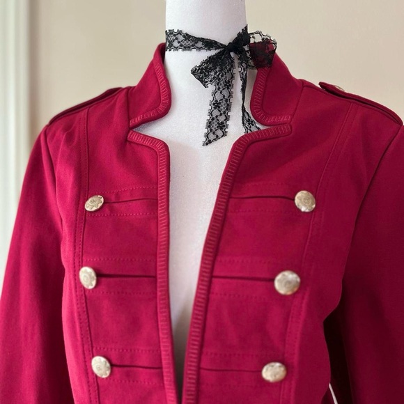 Gothic Military Jacket Tailored Double Breasted Buttons Preppy Red Pink 14 L - Picture 8 of 10